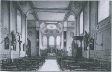 Het interieur van de Donker kerk in de vorige eeuw.