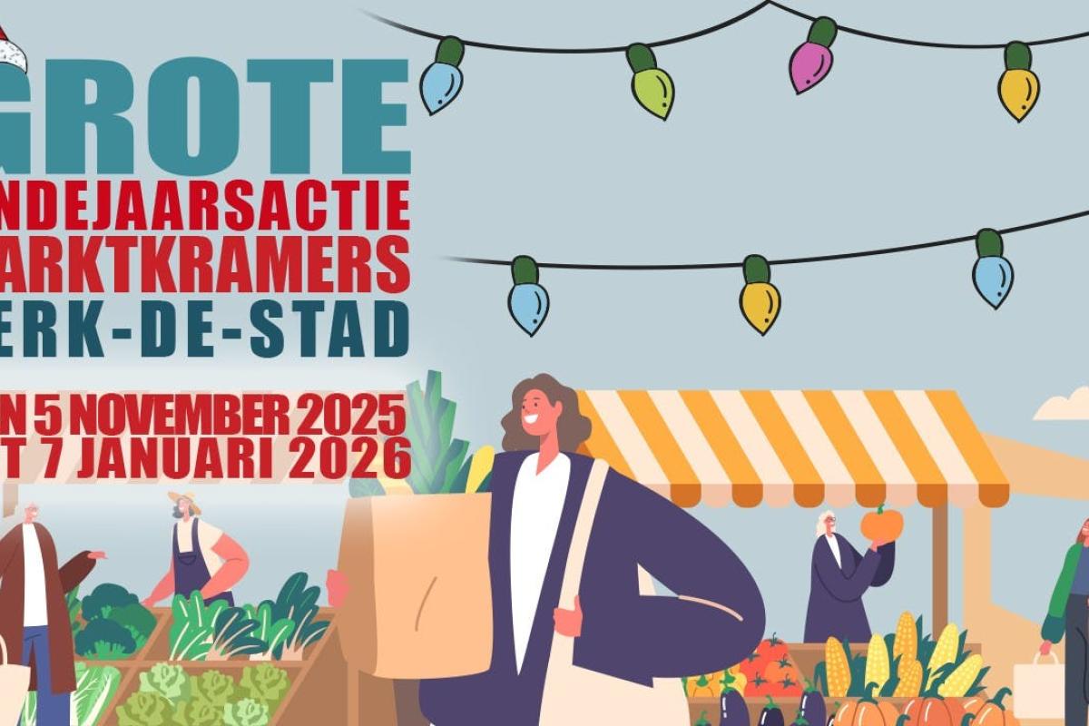 Loting van 25 winnaars van de Grote Eindejaarsactie Marktkramers 2025-2026 © Gemeente Herk-de-Stad